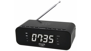 Adler Alarm Clock with Wireless Charger AD 1192B AUX in Black Alarm function