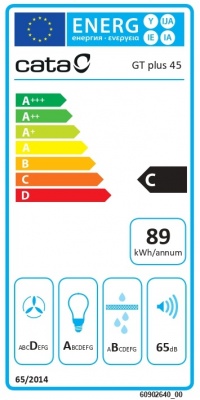 CATA Hood GT-PLUS 45 WH/M Canopy Energy efficiency class C Width 60 cm 645 m³/h Mechanical control CSLED White