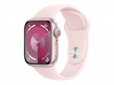 Apple Watch Series 9 GPS 41mm Pink Aluminium Case with Light Pink Sport Band - M/L Apple