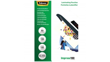 Fellowes Laminating Pouch 100 µ, 216x303 mm - A4, 100 pcs Fellowes Laminating Pouch  A4 Clear