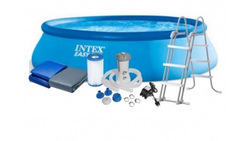 Intex Easy Set Pool Set with Filter Pump, Safety Ladder, Ground Cloth, Cover Blue
