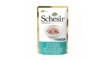 Schesir Cat Tuna with Whitebaits, 85g - tuncis un salaka (sņitka) želejā
