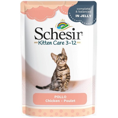 Schesir Kitten Care Chicken, 85g - vistas fileja želejā kaķēniem