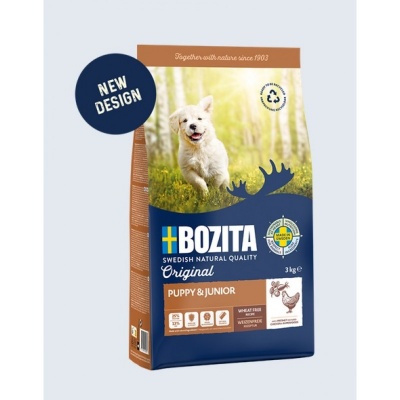 Bozita Original Puppy & Junior, 12kg - bezkviešu sausā barība kuceniem, junioriem, grūsnām un laktējošām kucēm