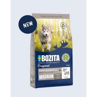 Bozita Original Puppy & Junior XL, 12kg - bezkviešu sausā barība lielo šķirņu kuceniem, junioriem, grūsnām un laktējošām kucēm