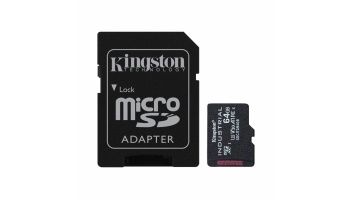 Kingston UHS-I | 64 GB | microSDHC/SDXC Industrial Card | Flash memory class Class 10, UHS-I, U3, V30, A1 | SD Adapter