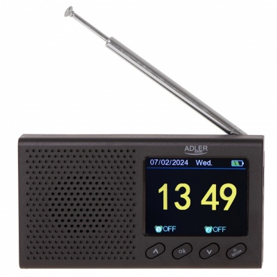 Adler AD 1198 FM Travel Radio, 87.5 – 108 MHz RDS, Speaker power 3W, Black