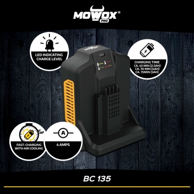 MoWox | 62V Quick Charger, Suitable for Mowox 62V Li-Ion Battery System | BC 135