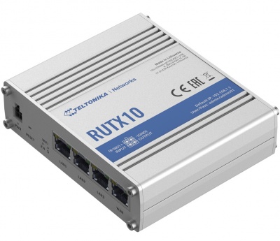 Industrial Router | RUTX10 | 802.11ac | 867 Mbit/s | 10/100/1000 Mbit/s | Ethernet LAN (RJ-45) ports 4 | Mesh Support No | MU-MiMO No | No mobile broadband | 1 | 24 month(s)