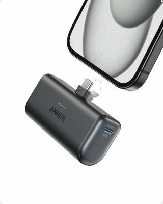Anker Nano Power Bank 5000mAh, 22.5W, Built-In with USB-C Connector, Black | Anker