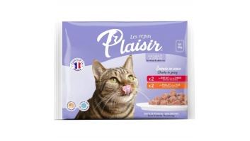 Plaisir Cat Meat Menu, 4x85g - gaļas gabaliņi mērcē, divu gaļas garšu asortī