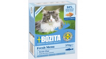 Bozita Fresh Menu Arctic Char Sauce Sterilized, 370g - bezgraudu gaļas gabaliņi ar arktisko paliju mērcē sterilizētiem kaķiem