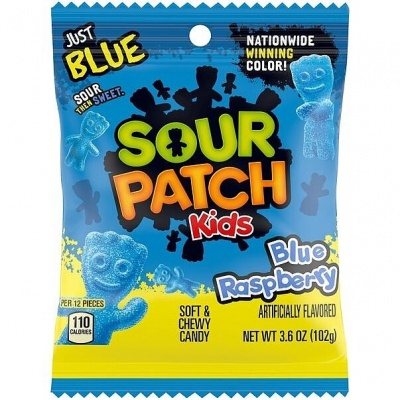 Želejas konfektes SOUR PATCH KIDS (BLUE RASPBERRY), 102g