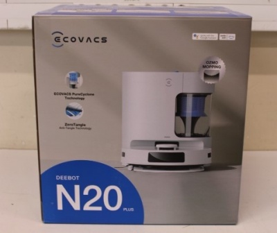 SALE OUT. Ecovacs DEEBOT N20 PLUS Vacuum cleaner, Robot, Wet&Dry, Operating time 300 min, Dust bin 0,4 L, 5200 mAh, White + Auto-empty stati | Ecovacs | Robotic Vacuum Cleaner | DEEBOT N20 PLUS | Wet&Dry | Operating time (max) 300 min | Lithium-Ion | 5200