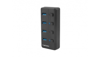 Natec USB 3.0 HUB, Mantis 2, 4-Port, On/Off with AC Adapter | Natec | 4 Port Hub With USB 3.0 | Mantis NHU-1557 | Black
