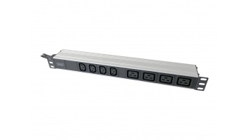 1U Aluminum PDU, rackmountable, 4x C13, 4x C19 2x 16A Plug, 250VAC 50/60Hz open end | DN-95423 | Sockets quantity 10