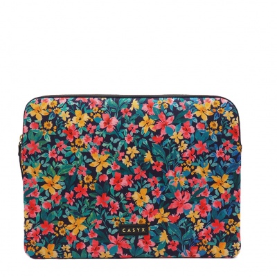 Casyx | SLVS-000023 | Casyx for MacBook | Fits up to size 13 ”/14 " | Sleeve | Canvas Flowers Dark | Waterproof
