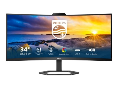 Philips | Monitor with Windows Hello Webcam | 34E1C5600HE/00 | 34 " | VA | 21:9 | 100 Hz | 4 ms | 3440 x 1440 pixels | 300 cd/m² | HDMI ports quantity 1 | Black | Warranty 36 month(s)