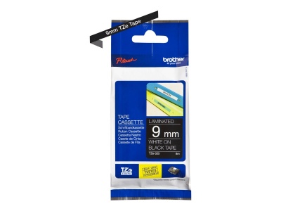 Brother | TZe-325 Laminated Tape | White on Black | TZe | 8 m | 9 cm