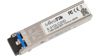MikroTik | S-31DLC20D | SFP | Single-Mode Fiber | Dual LC | 10/100/1000 Mbit/s | Wavelength 1310 nm | Maximum transfer distance 20000 m | -40 to +70C