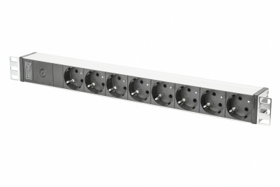 Aluminum outlet strip with pre-fuse | DN-95410 | Sockets quantity 8