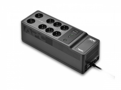 APC Back-UPS, 650VA/400W floor/wall mount, 230V, 8x CEE 7/3 Schuko sockets, Usb Type-A port, user-replaceable battery, Black