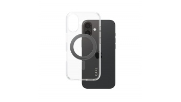 CARE by PanzerGlass Feature Case Transparent w. Black Kickstand & MagSafe iPhone 16 | CARE