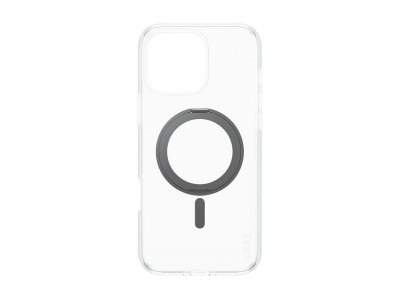 CARE by PanzerGlassFeature Case Transparent w. Black Kickstand & MagSafe iPhone 16 Pro Max | CARE