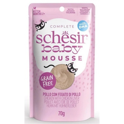 Schesir Baby Mousse Chicken&Chicken Liver, 70g - vistas un vistas aknu uzputenis kaķēniem