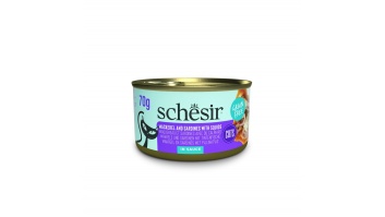 Schesir Cat Grainfree Mackerel and Sardines with Squids in Sauce, 70g - skumbrija, sardīnes un kalmārs mērcē, bez graudiem