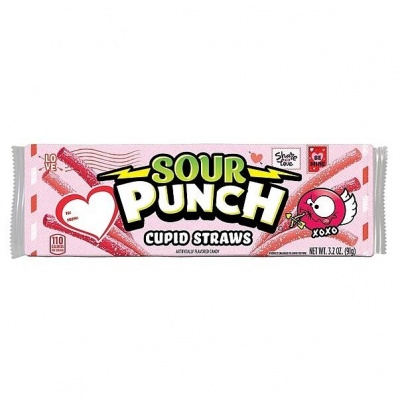 Košļājamās konfektes SOUR PUNCH CUPID STRAWS, 91g