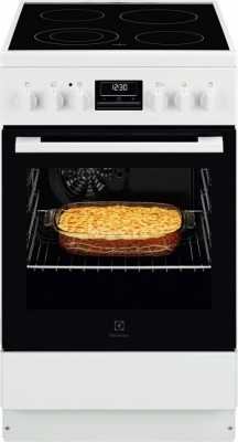 Akcija! Electrolux elektriskā plīts ar elektrisko cepeškrāsni, 50cm, balta
