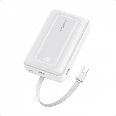 Anker | Power Bank with Built-In USB-C Cable | A1689031 | 20000 mAh | 30W Output | White