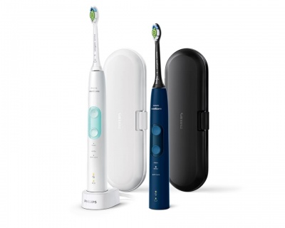 Philips Sonicare ProtectiveClean 5100 Duo Electric Toothbrushes | HX6851/34 | Rechargeable | For adults | Number of brush heads included 2 | Number of teeth brushing modes 3 | White and Dark Blue