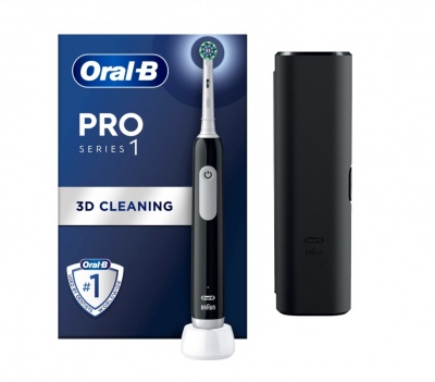 Oral-B Electric Toothbrush with Travel Case | Pro Series 1 | Rechargeable | For adults | Number of brush heads included 1 | Number of teeth brushing modes 3 | Black