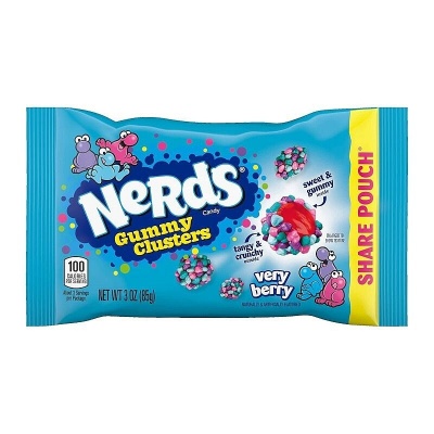 Košļājamās konfektes NERDS GUMMY CLUSTERS (VERY BERRY), 85g