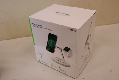 SALE OUT. BELKIN BOOST CHARGE  Pro MagSafe 3in1 Wireless Charging Stand + AC Power Adapter, 15W, White | Belkin | Pro MagSafe 3in1 Wireless Charging Stand + AC Power Adapter | BOOST CHARGE | DAMAGED PACKAGING