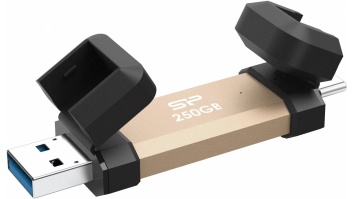SILICON POWER DS72 Dual USB-C/USB 3.2 Gen 2, 250GB, Gold | Silicon Power