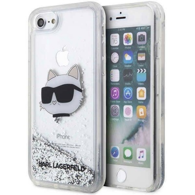 Karl Lagerfeld KLHCI8LNCHCS iPhone 7/8/ SE 2020 / SE 2022 silver/silver hardcase Glitter Choupette Head | Karl Lagerfeld