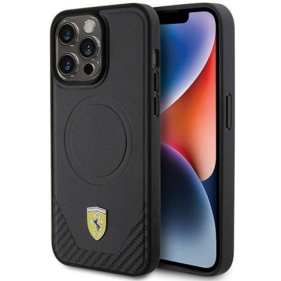 Ferrari FEHMP15XPTEK iPhone 15 Pro Max6.7" black hardcase Carbon Metal Logo MagSafe | ferrari