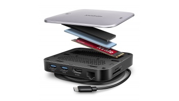 AXAGON HMC-UFO USB 10Gbps hub, 2x USB-A, USB-C, HDMI 4k/60, RJ-45, M.2