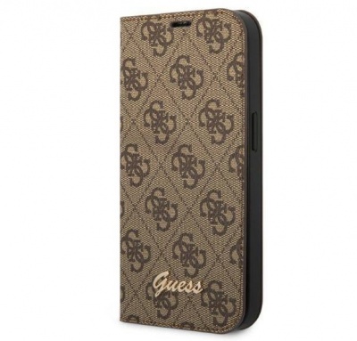 Guess GUBKP14XHG4SHW iPhone 14 Pro Max 6,7" brązowy/brown book 4G Vintage Gold Logo | GUESS
