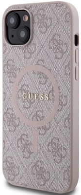 Guess GUHMP15MG4GFRP iPhone 15 Plus / 14 Plus 6.7" różowy/pink hardcase 4G Collection Leather Metal Logo MagSafe | GUESS