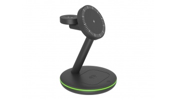 Raidsonic 3 in 1 wireless charging stand, magnetic, for mobile phone, earpods and smartwatch, Plastic | Icy Box IB-SH102-CH