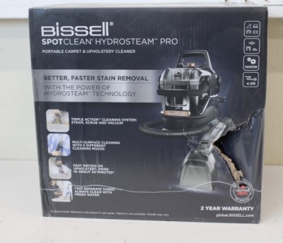 SALE OUT. Bissell SpotClean HydroSteam Pro | Bissell | Portable Carpet and Upholstery Cleaner | SpotClean HydroSteam Pro | Corded operating | Washing function | 1000 W | - V | Black | Warranty 24 month(s) | DAMAGED PACKAGING
