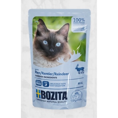 Bozita Reindeer Sauce, 85g - bezgraudu gaļas gabaliņi ar ziemeļbriedi mērcē