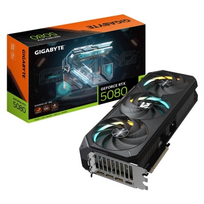Graphics Card|GIGABYTE|NVIDIA GeForce RTX 5080|16 GB|GDDR7|256 bit|PCIE 5.0 16x|GPU 2617 MHz|Triple slot Fansink|1xHDMI|3xDisplayPort|GV-N5080GAMINGOC-16GD