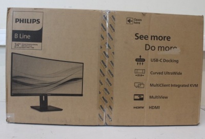 SALE OUT. Philips 346B1C/00 UltraWide Monitor with USB-C | B Line | 346B1C/00 | 34 " | VA | WQHD | 21:9 | 100 Hz | 5 ms | 3440 x 1440 | 300 cd/m² | HDMI ports quantity 1 | Black | Warranty 34 month(s) | DAMAGED PACKAGING