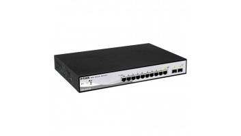 D-LINK DGS-1210-10P, Gigabit Smart III Switch with 8 10/100/1000Base-T PoE ports and 2 combo 1000Base-T/MiniGBIC (SFP) ports, 802.3x Flow Control, Port Trunking, 802.1Q VLAN, 802.1p Priority Queues, Port mirroring, Jumbo Frame support, 802.1D STP, ACL, LL
