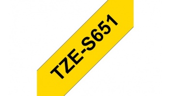 Brother | TZe-S651 Strong Adhesive Laminated Tape | Black on Yellow | TZe | 8 m | 2.4 cm